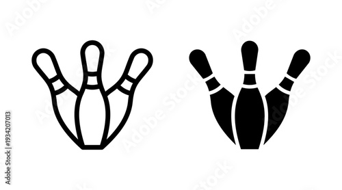 Bowling icon set vector. bowling ball and pin sign and symbol.