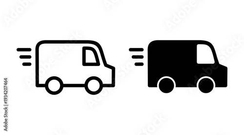Delivery truck icon set vector. Delivery truck sign and symbol. Shipping fast delivery icon