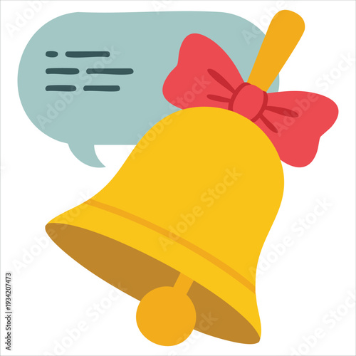 Isolated vector illustration of school bell sticker for education and learning concept on white background