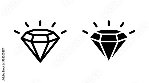 Diamond icon set vector. diamond gems sign and symbol