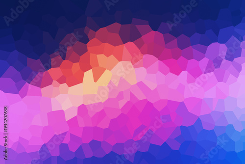 Vibrant Neon Low Poly Abstract Gradient Background in Pink, Orange and Blue