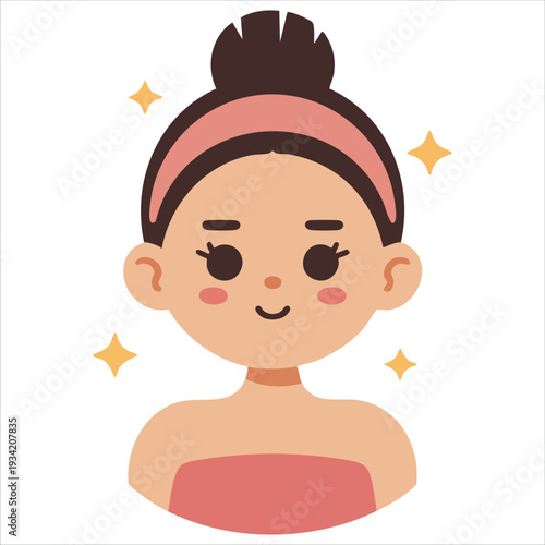 Vector illustration of beauty woman isolated on white background for skincare concept