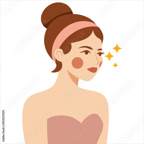 Isolated vector design of beautiful woman character on white background