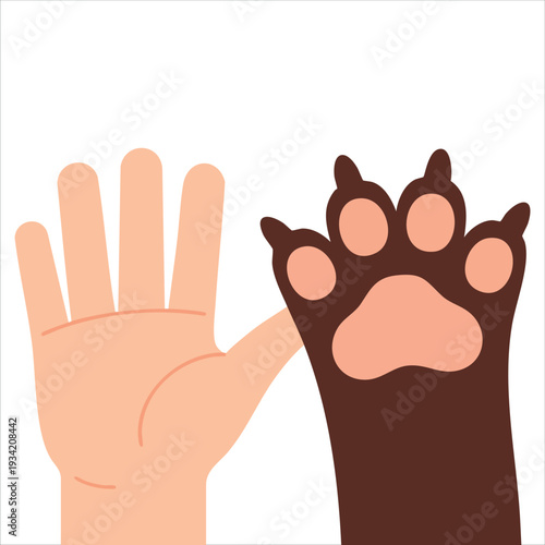 Vector illustration of children and animal friendship showing love and care for pets on white background