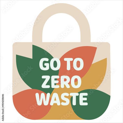 Isolated vector design of reusable eco friendly shopping bag on white background