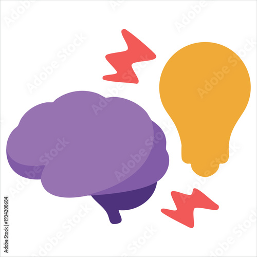 Lineal color vector icon of brainstorming for idea generation and creative thinking concept on white background