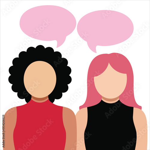 Isolated vector design of female friends having conversation and communicating on white background
