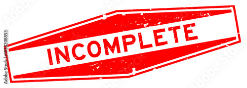 Grunge red incomplete word hexagon rubber seal stamp on white background