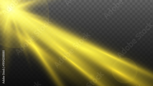 Yellow sun or star emitting very long, bright rays across a dark checkered background. Includes yellow light flares and highlights, creating an elegant glowing effect.