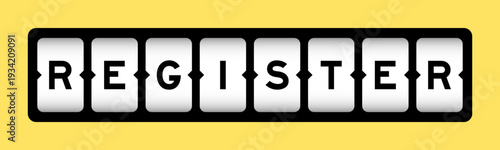 Black color in word register on slot banner with yellow color background