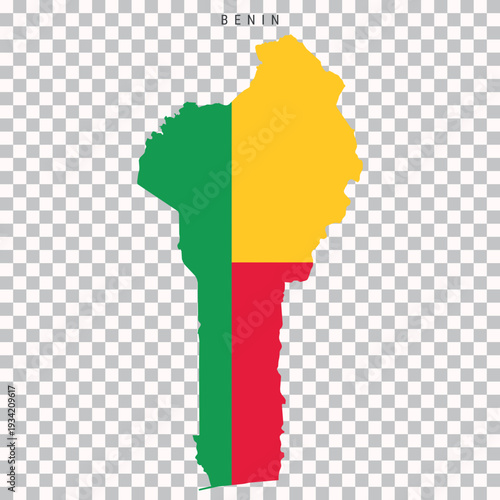 Benin flag map silhouette isolated on transparent background