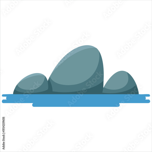 Isolated vector design of ocean cliffs with waves and spray for seascape concept on white background