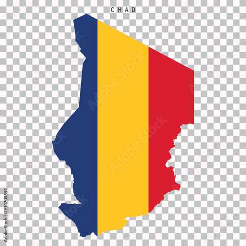 Chad flag map silhouette isolated on transparent background
