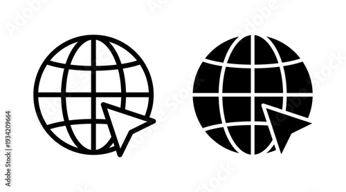 Web icon set vector. go to web sign and symbol. web click icon. Global search icon