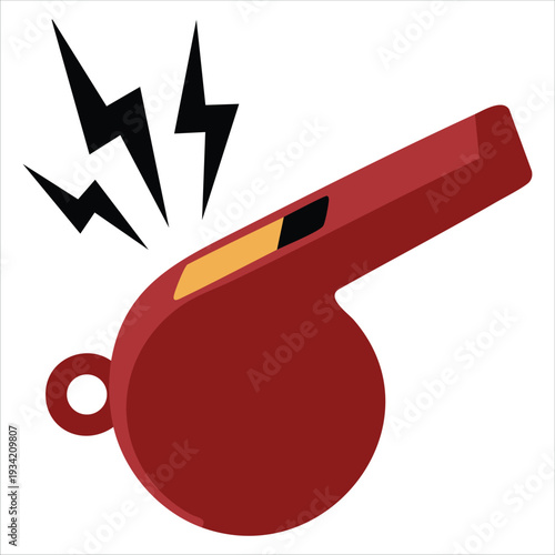 Hand drawn vector illustration of whistle icon with flat colors isolated on white background