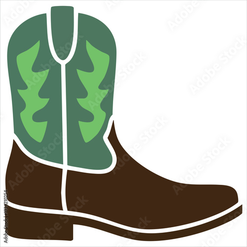 Vector illustration of classic american cowboy boot for fashion lifestyle and vintage poster on white background