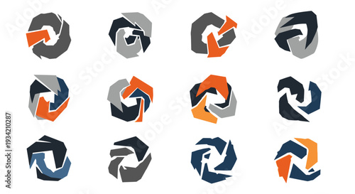 Abstract Hexagon Shape Logo Design Elements Set