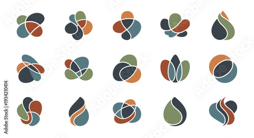 Abstract organic shapes logo design set