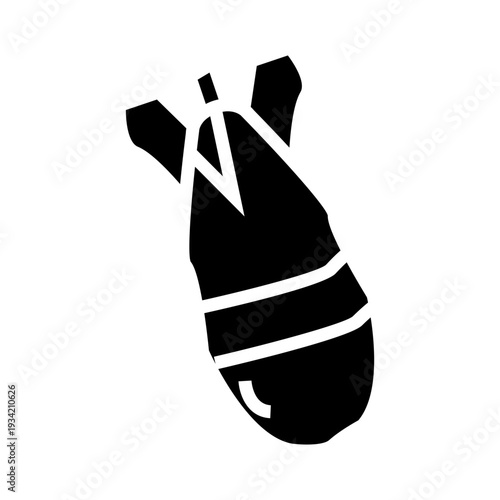 vector illustration of a black and white bomb glyph icon 