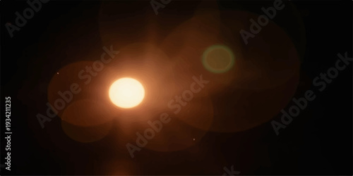 An abstract background featuring a bright solar flare and orange energy burst with glowing light effects, shining rays, and motion art in a dark space design