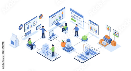 Illustrating a comprehensive digital workflow for pharmaceutical product management, from research and development to distribution and sales.
