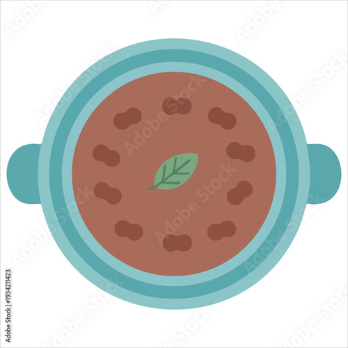 Vector illustration of beans soup food plate isolated on white background
