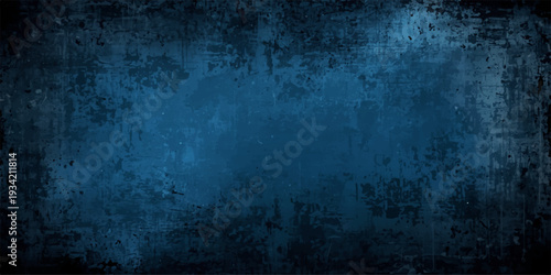 A vintage aged blue concrete wall with a dark textured grunge effect and rough rusty pattern creates a dirty old paper surface backdrop.