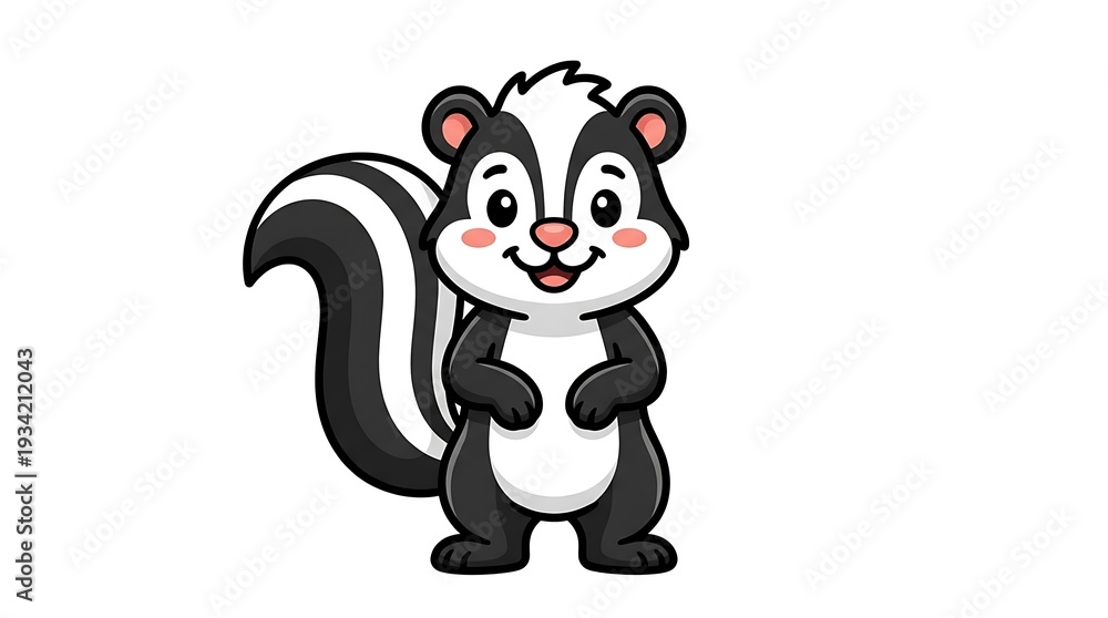 Naklejka premium Adorable Cartoon Skunk Character Illustration.
