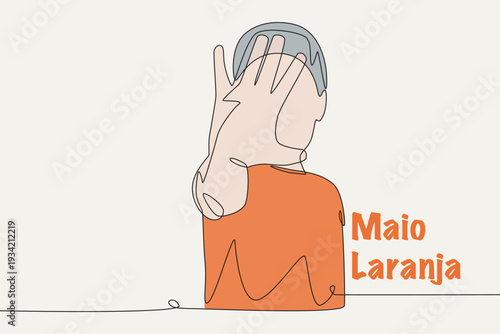 Colored Orange May concept one-line drawing