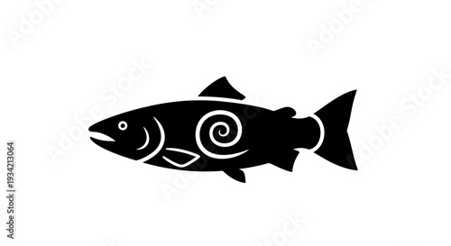 Stylized Fish Illustration with Intricate Swirl Design.