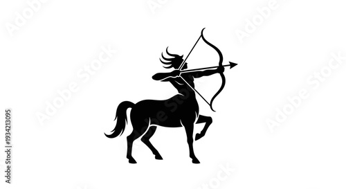 Silhouette of a Centaur Archer Aiming an Arrow.
