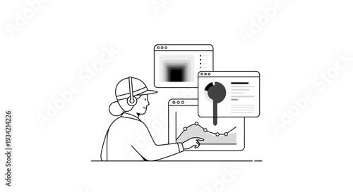 Person Working on Computer with Graphics.