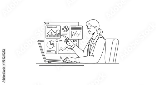 Woman Analyzing Data on Laptop Computer Screen 1.