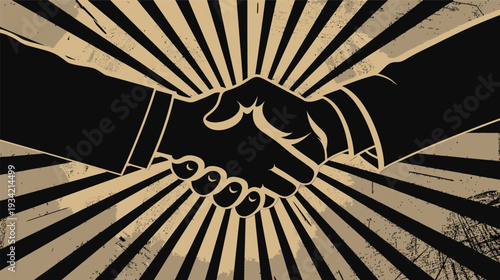 Handshake success vector icon silhouette, business partnership agreement flat