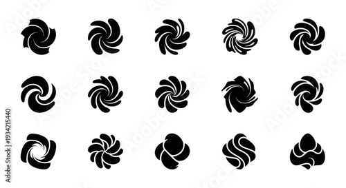 Abstract Swirls Set, Black and White Design Elements