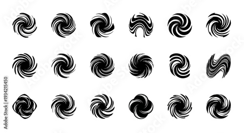 Abstract Swirls: Black and White Vortex Design Elements