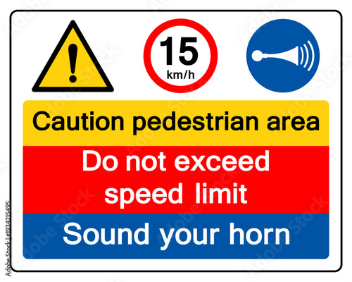 Caution Pedestrian Area Symbol Sign, Vector Illustration, Isolate On White Background Label. EPS10