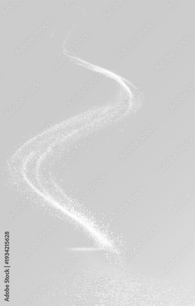 Fototapeta premium Abstract glowing sparkle wave with white glitter dust and shining light particles road dust overlay curved png