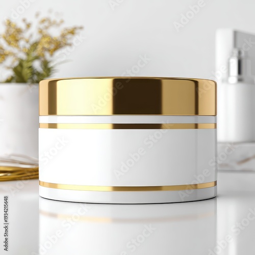 Wallpaper Mural Luxury Cream Jar With Gold Accent Lid Torontodigital.ca