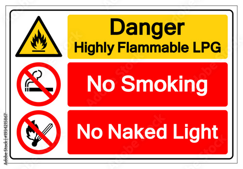 Danger Highly Flammable LPG Symbol Sign, Vector Illustration, Isolate On White Background Label. EPS10
