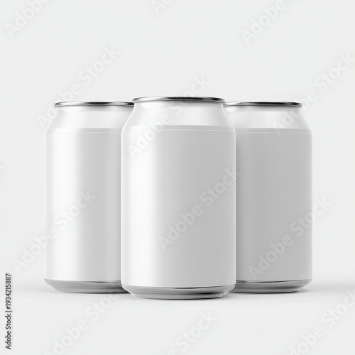 Wallpaper Mural Set Of Three White Beverage Cans Grouped Torontodigital.ca