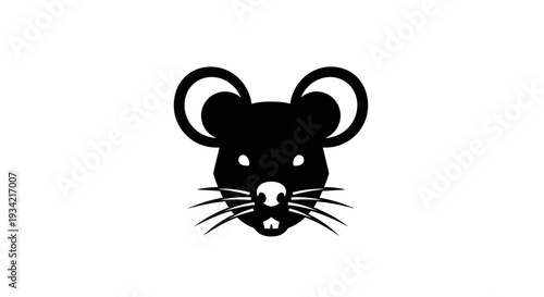 Silhouette of a Mouse Head with Prominent Ears and Whiskers.