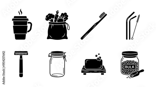 Online Food Delivery Service Icons Set, Restaurant Ordering, Mobile App, Logistics and Chef Glyph Pictograms.