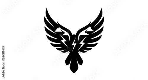 Stylized Phoenix Vector Illustration with Lightning Bolts for Logos.