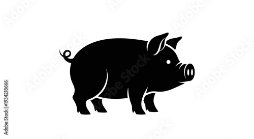 Black and white silhouette of a pig illustration.