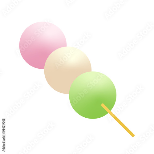 三色団子、花見団子のイラストレーション素材 お花見 ひな祭り 和菓子 春 ベクター