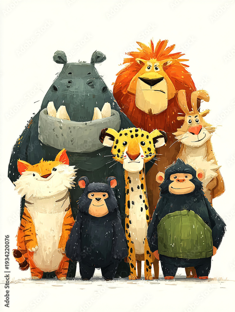 Obraz premium Wild Adventure Playful Animals Including Lion Tiger and Cheetah