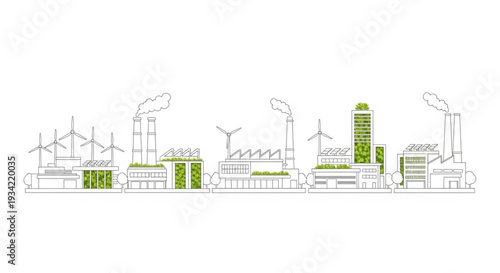 Industrial Landscape with Renewable Energy.