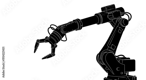 Industrial robotic arm on white background