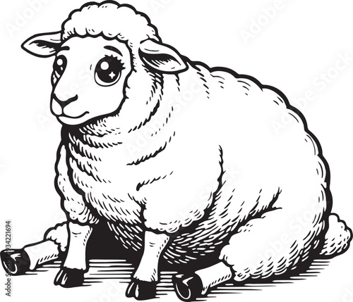 vector illustration of cartoon sheep
